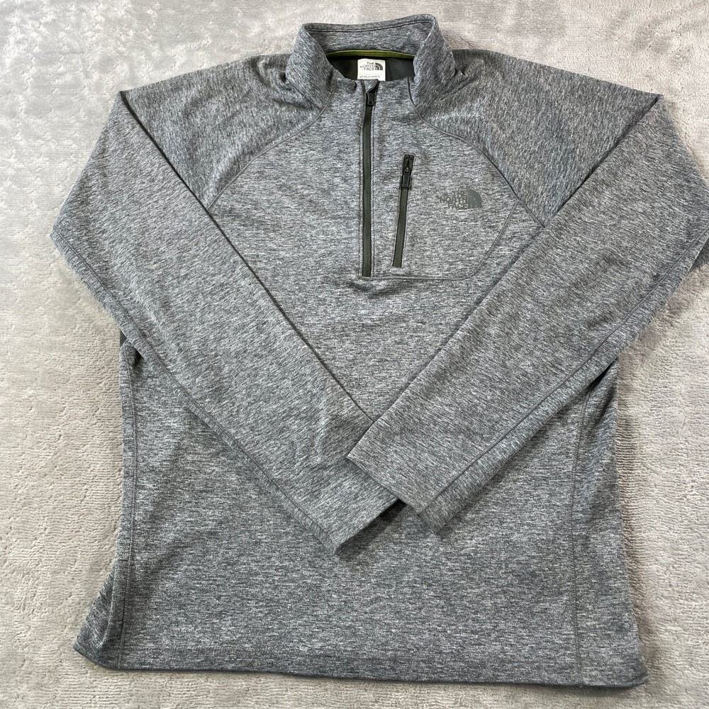 The North Face Impulse‎ 1/4 Zip Pullover Mens Large Heather Gray FlashDry Pocket